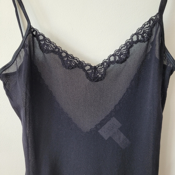 La Senza Black Sheer Mesh and Lace Trimmed Chemise  Size S - Picture 3 of 11